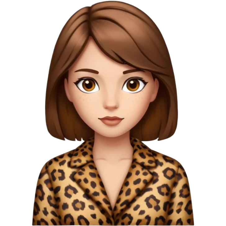 Ragazza capelli marroni e leopardo emoji