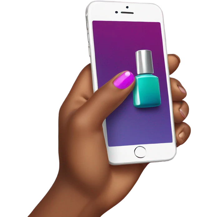 Girl hand with nailpolish holding iPhone  emoji