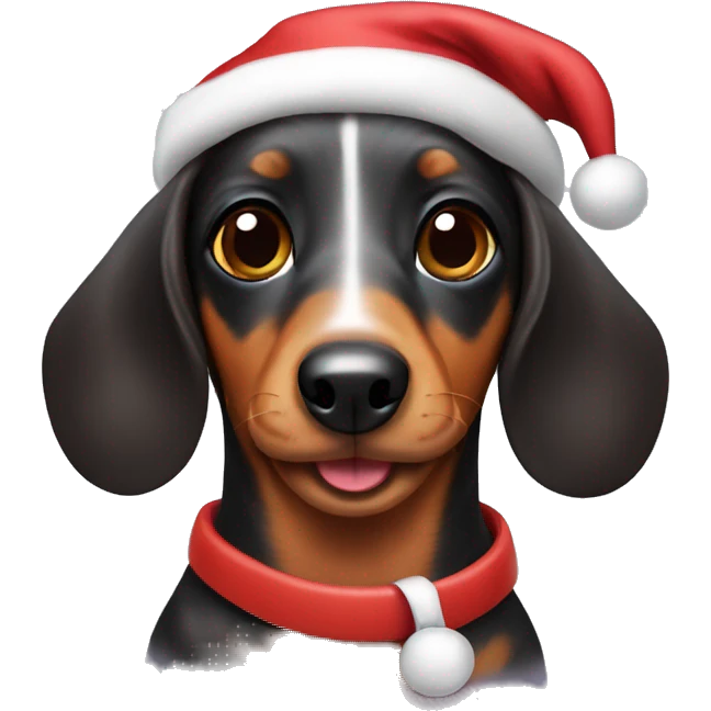 Sausage dog with a Christmas hat  emoji