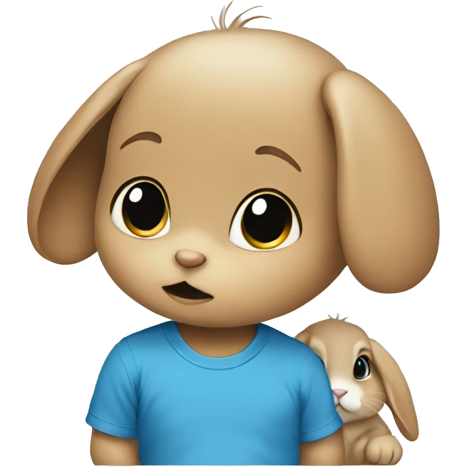 an anxious baby rabbit in blue t-shirt emoji