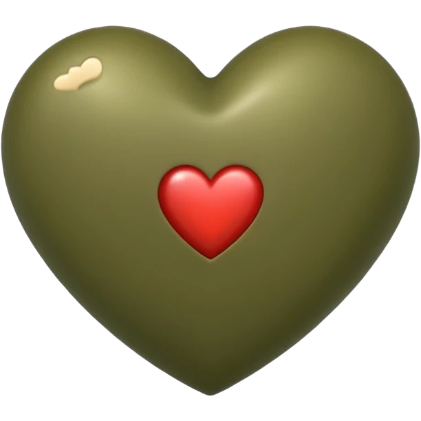 khaki green heart with small brown heart emoji