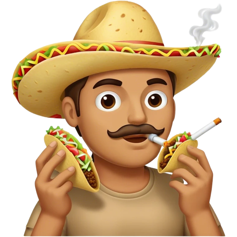 Man with taco smoking a cigarette  emoji