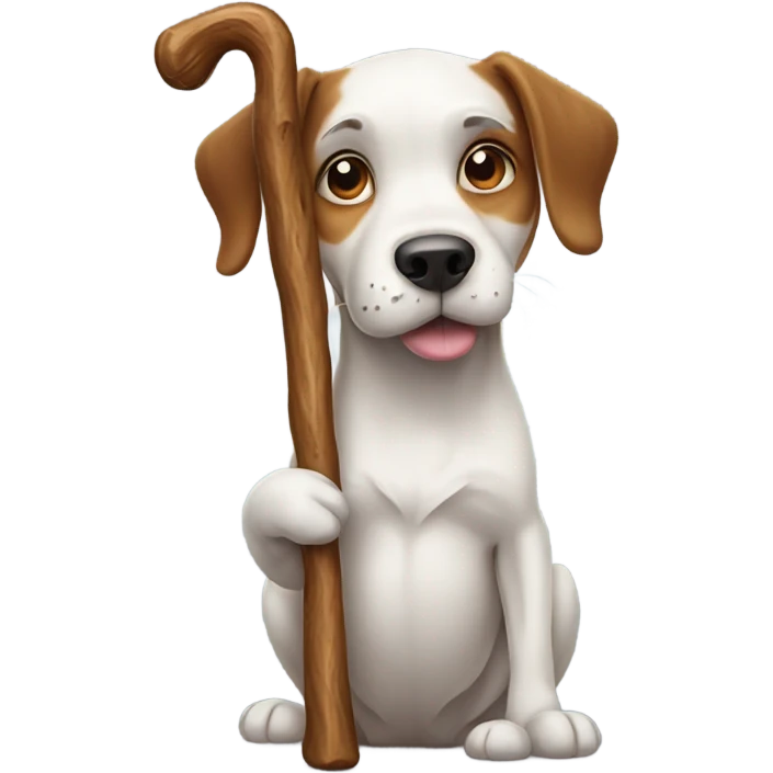 dog whit big stick emoji