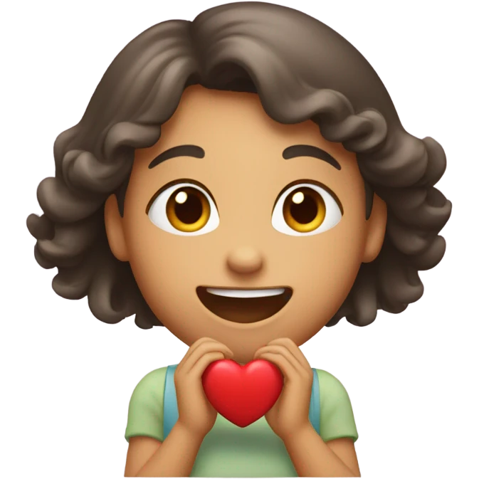 Girl giving her friend her heart and saying love you emoji