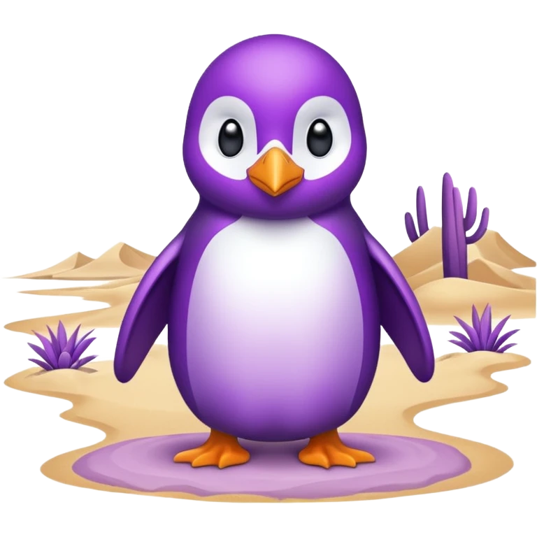 purple penguin in the desert emoji