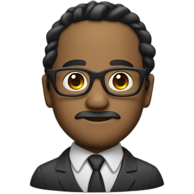 MAFIA BOSS WITH DARK HAIR in a braid AND GLASSES darker skin and a bindi emoji