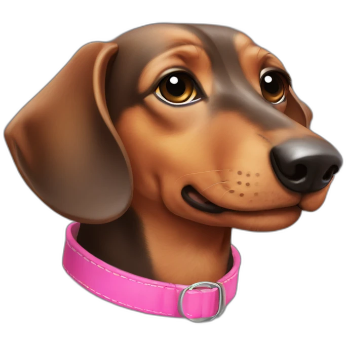 Dachshund negro atigrado con collar rosa mejicano emoji