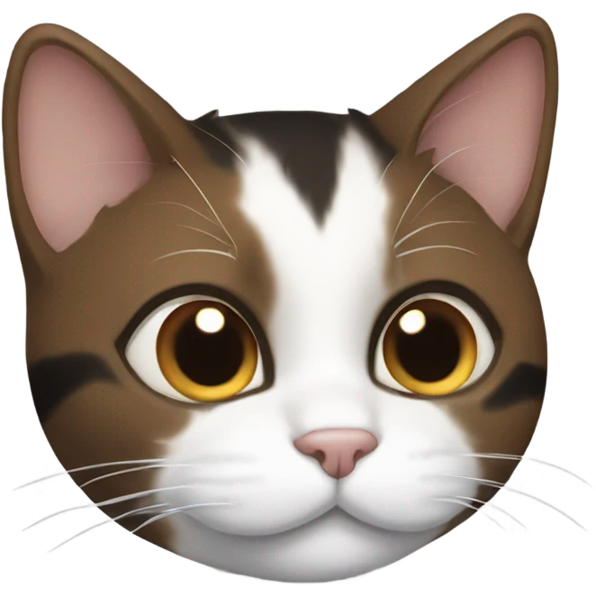 brown, black and white cat lying down emoji