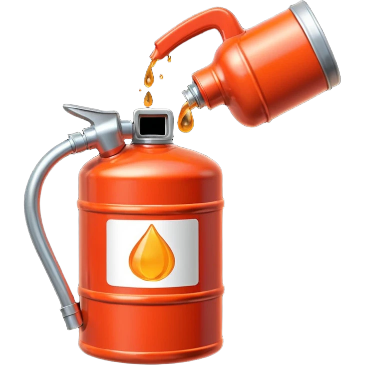 simple red gasoline canister plain pouring orange drops emoji
