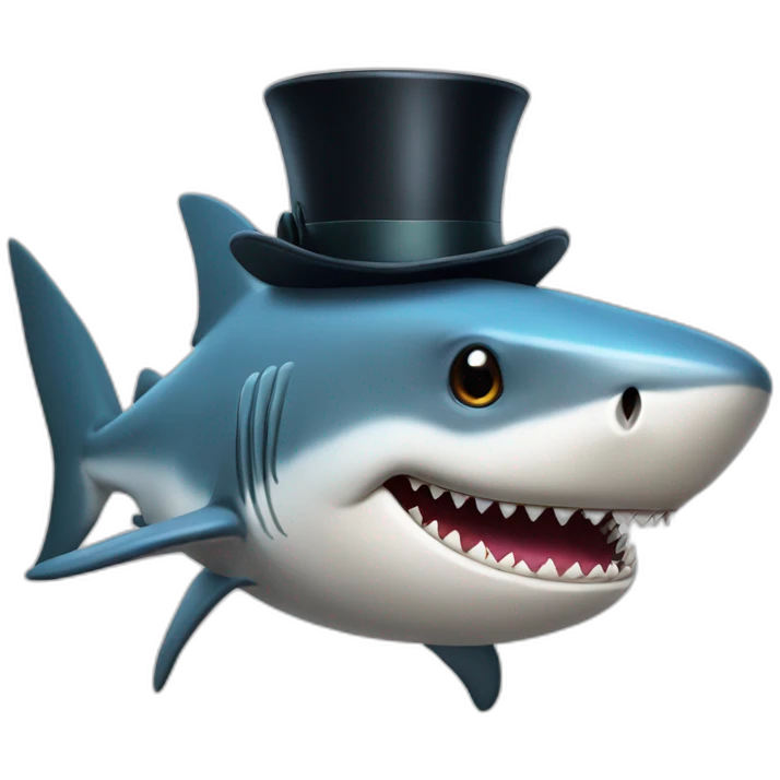 Shark with a top hat emoji