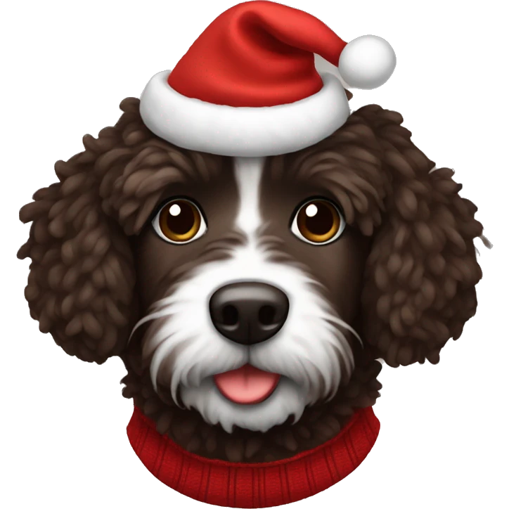 Really dark brown doodle with Christmas sweater emoji
