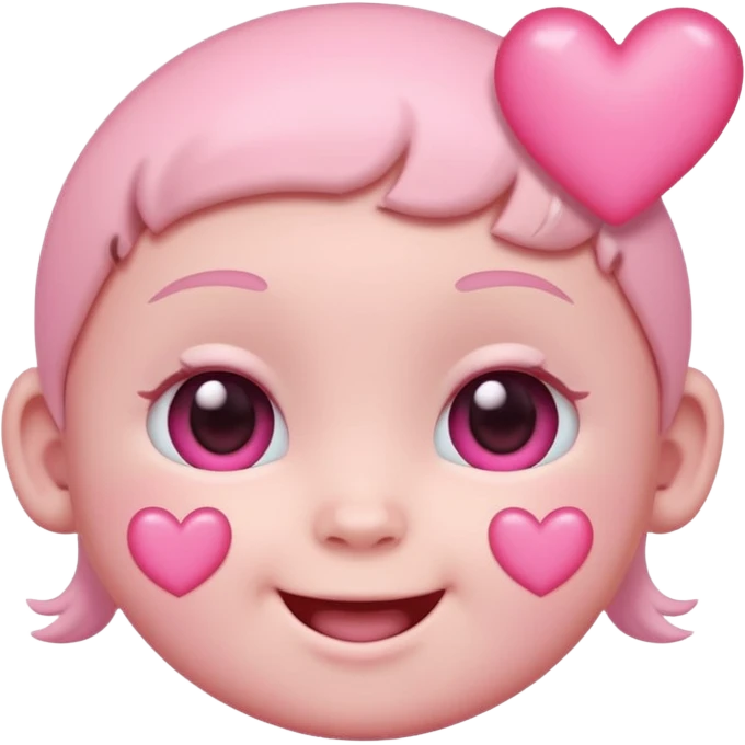 a baby pastel pink love face emoji with pink hearts in the eyes and a glowing baby pink gradient behind it  emoji