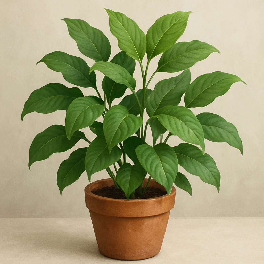 a leafy green plant in a pot, general style emoji
