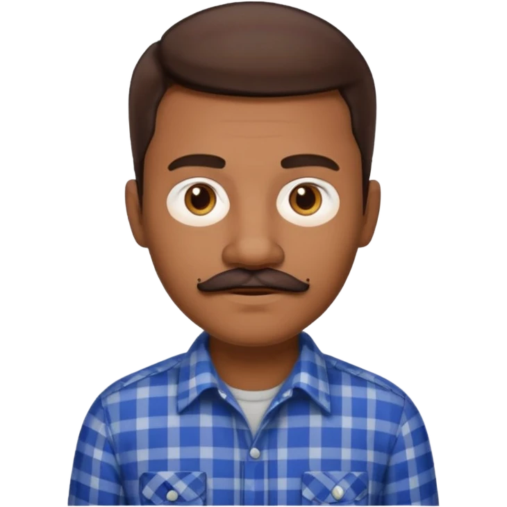 Black software engineer, short brown hair, mustache, wearing a plaid shirt, sophisticated look emoji