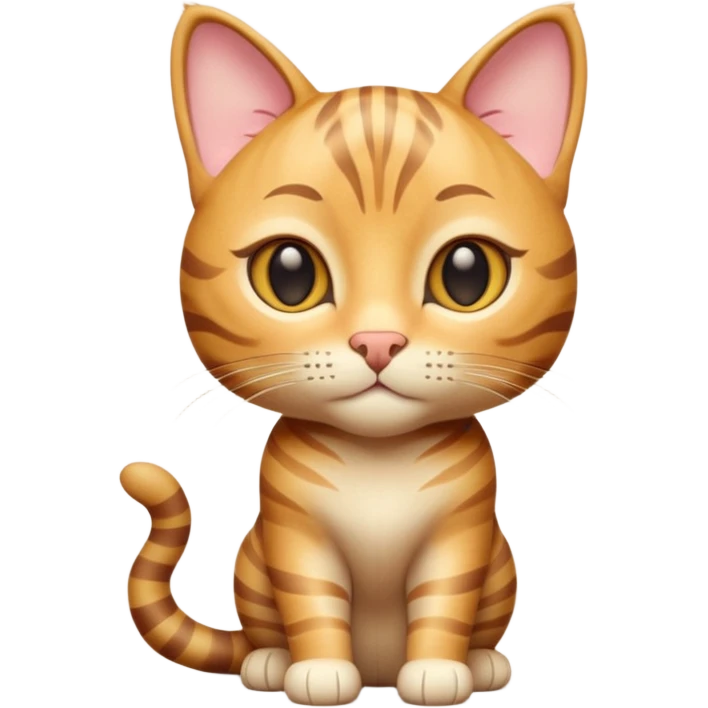 A 3D cartoon golden tabby Bengal cat with realistic striped pattern, warm lighting, natural depth, Memoji-style cinematic detail. emoji