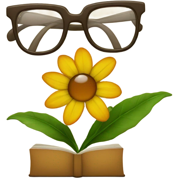Flower with glasses reading a book emoji