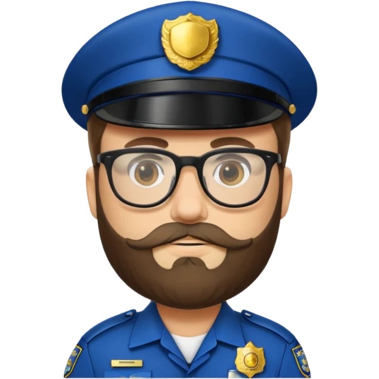 Police officer with glasses and beards(different uniform) emoji