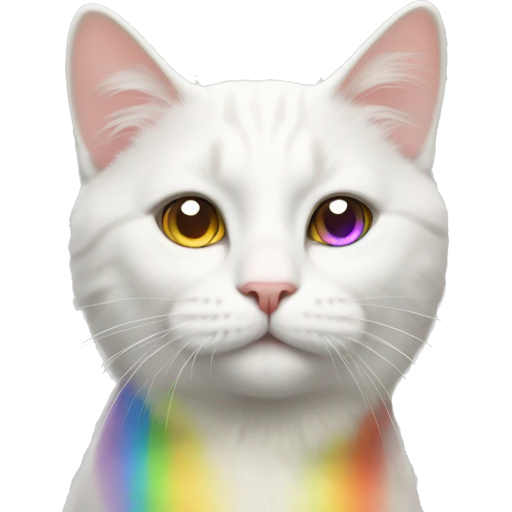 white cat with rainbow stripes emoji