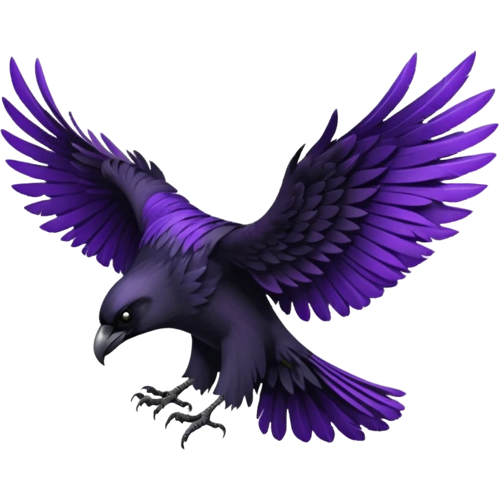 Black  and purple realistic Raven wings, wings only emoji