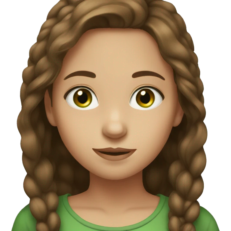 girl brown hair green eyes emoji