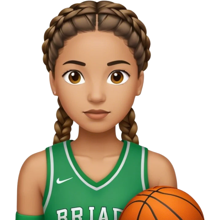 Latino woman with braids basketball player in green emoji