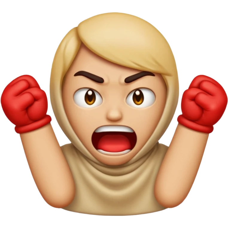 An emoji with their fingers wrapped around their neck and squeezing they looked mad emoji