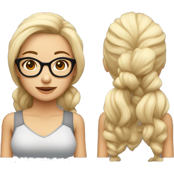 Maestra, morena con gafas, pelo largo  emoji