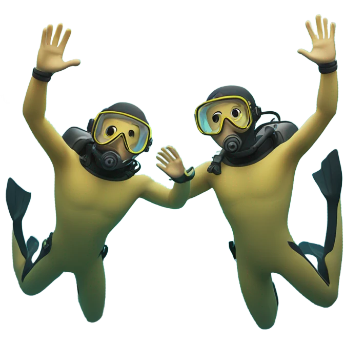 Two divers doing a high five underwater  emoji