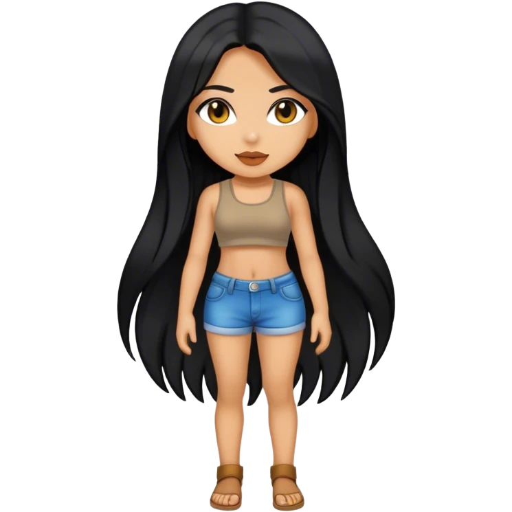 Tan girl with black long hair and hot outfit emoji