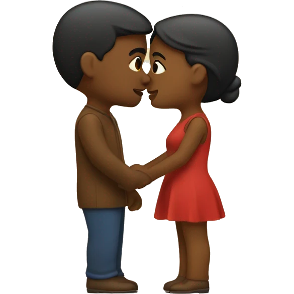 Brown couple Apple style kissing emoji