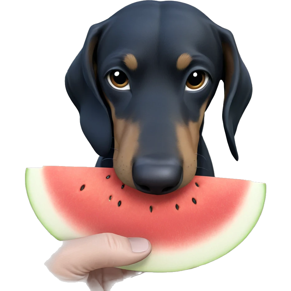 dog holding fruit in focus emoji
