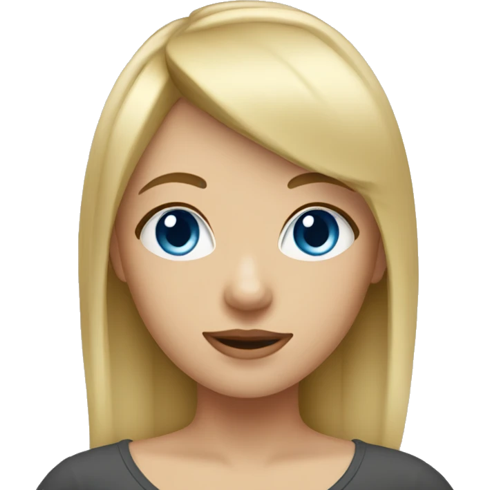 Blonde girl with blue eyes and straight hair with bangs emoji