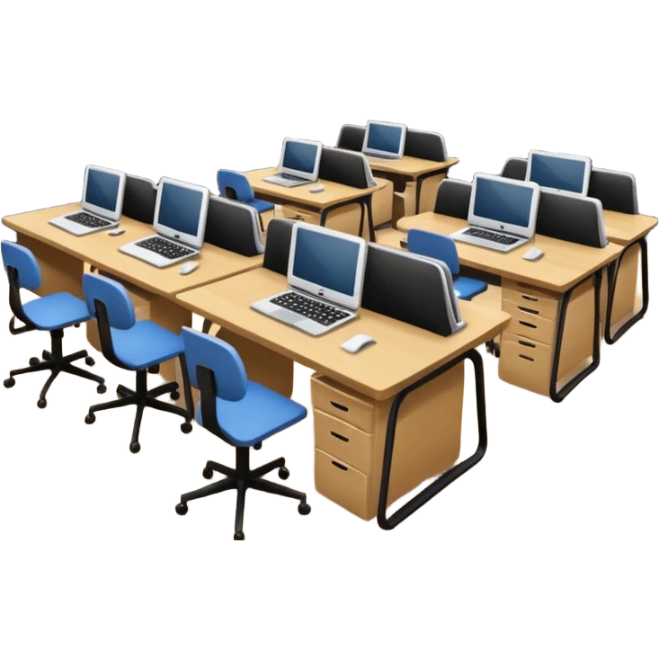 Birdseye view of large study space with students working separately emoji