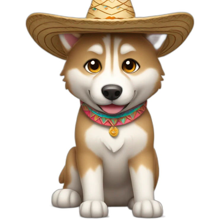 Light brown husky with sombrero emoji