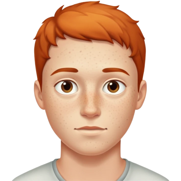 realistic portrait of young man with freckles on left side of face emoji