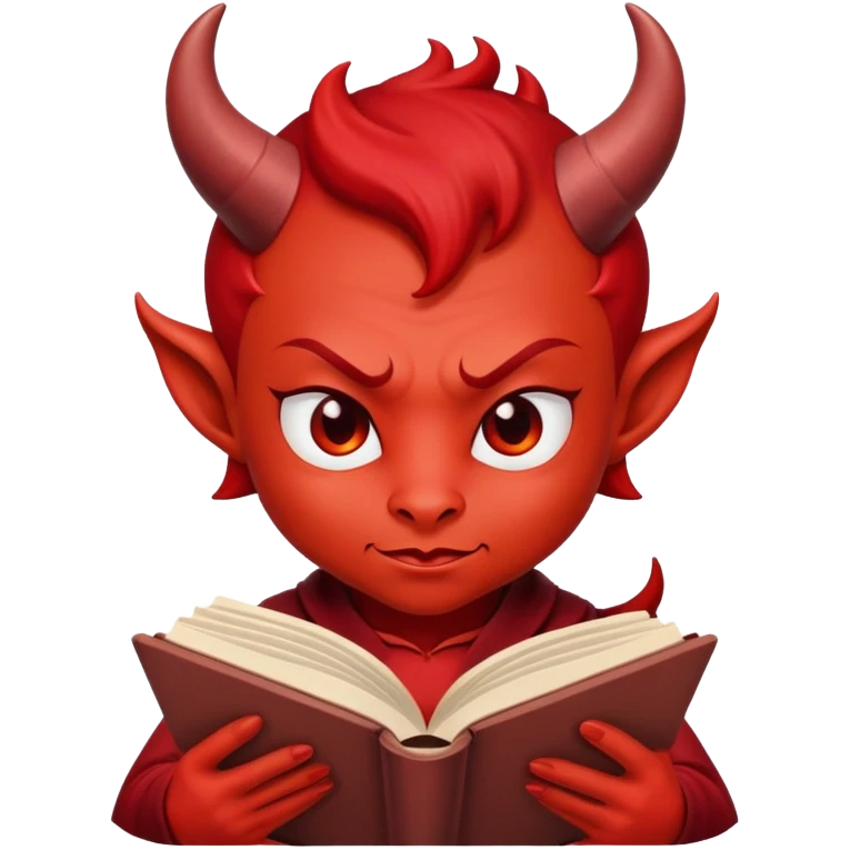 Cute devil reading a book emoji