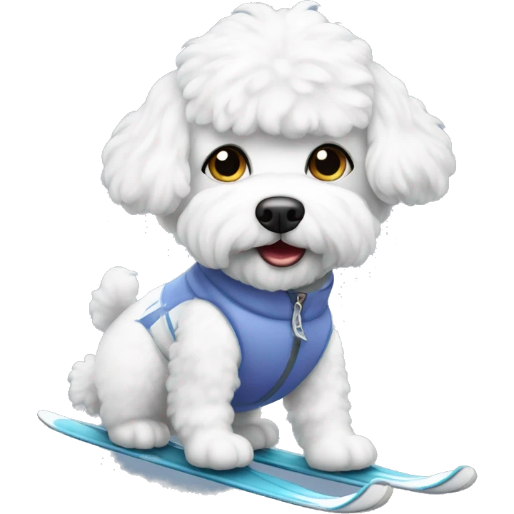 Bichon wearing dress while skiing  emoji