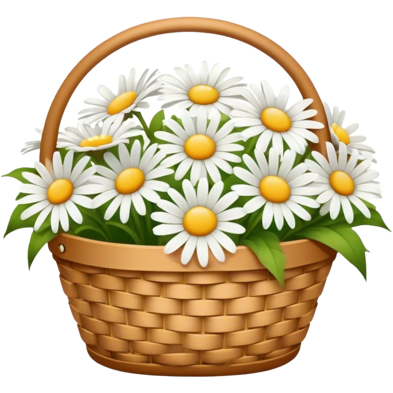 light brown basket with white daisies emoji
