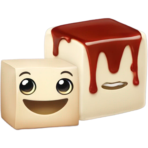 cute tofu block next to cute soysauce  emoji