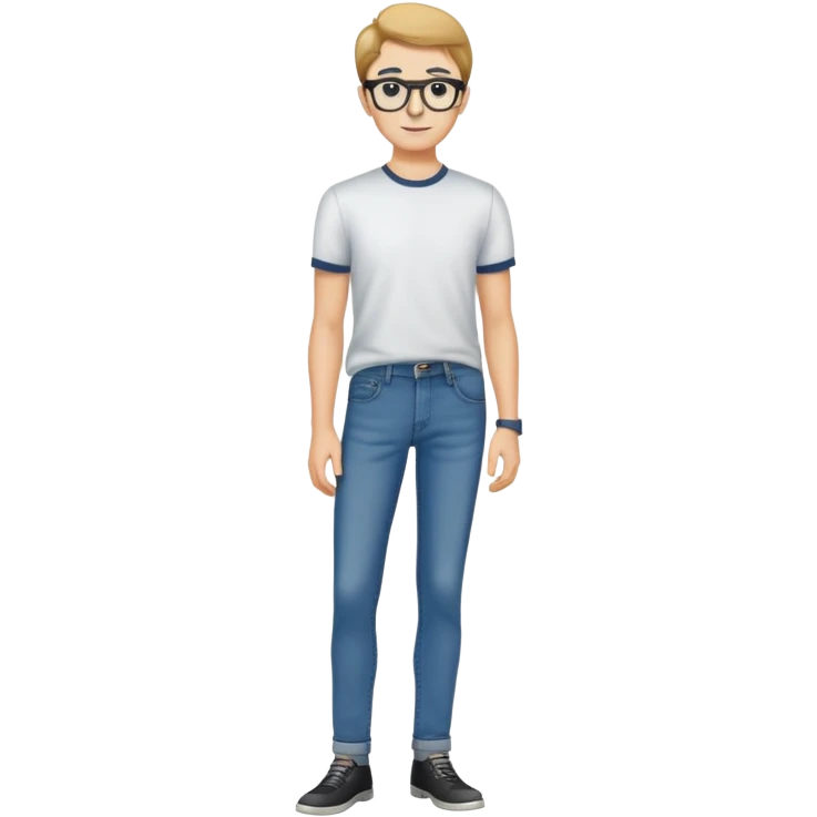 Ein junge der aus sieht wie ein nerd brille komischer seitenscheitel richtig fette skinni jeans emoji