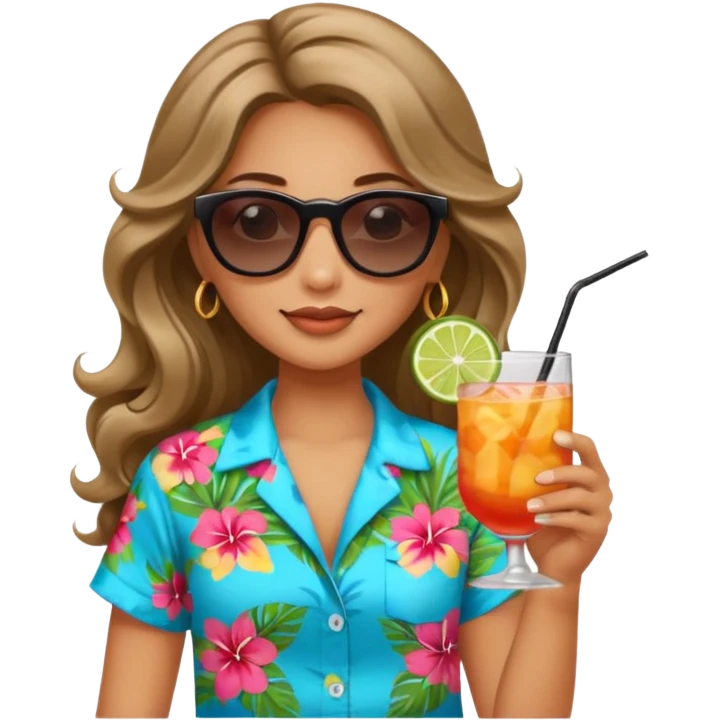 chill girl long curling hair in drink holders with sunglasses emoji