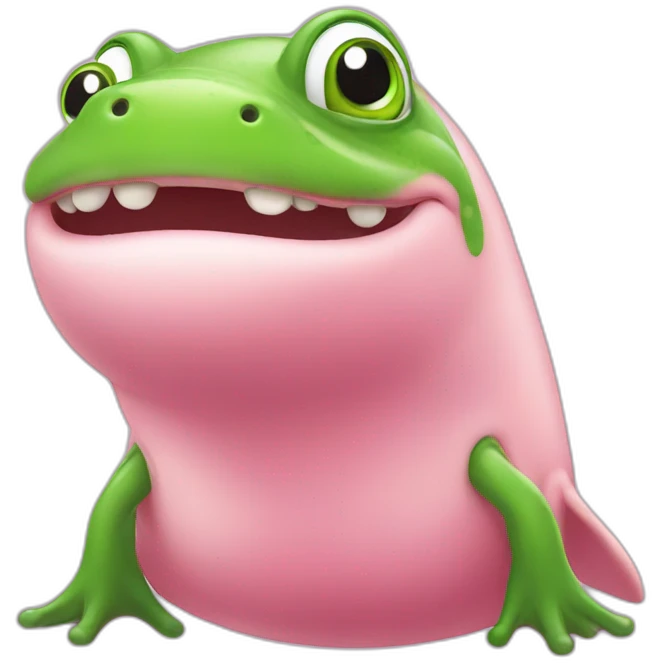 Pink beluga whale with the face of a frog emoji