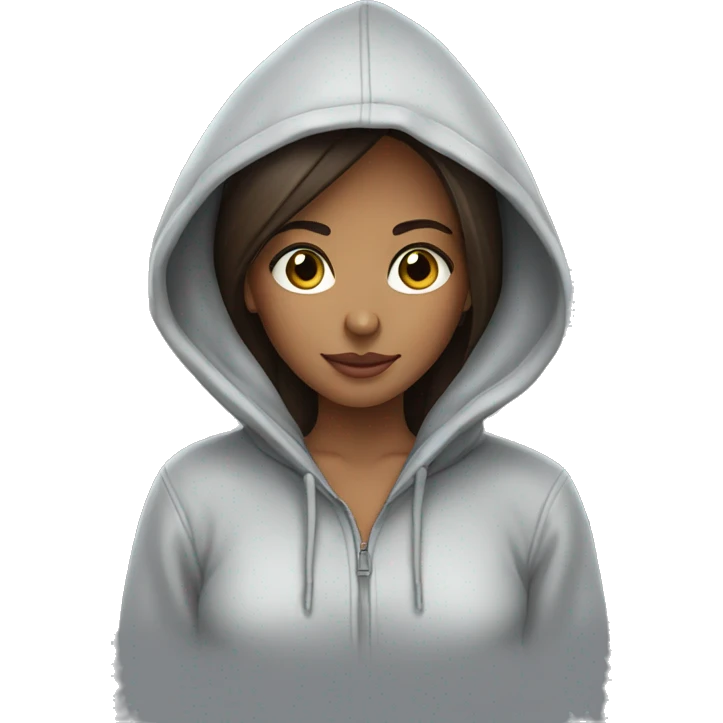 Rainy day and light brunette girl hoodie emoji