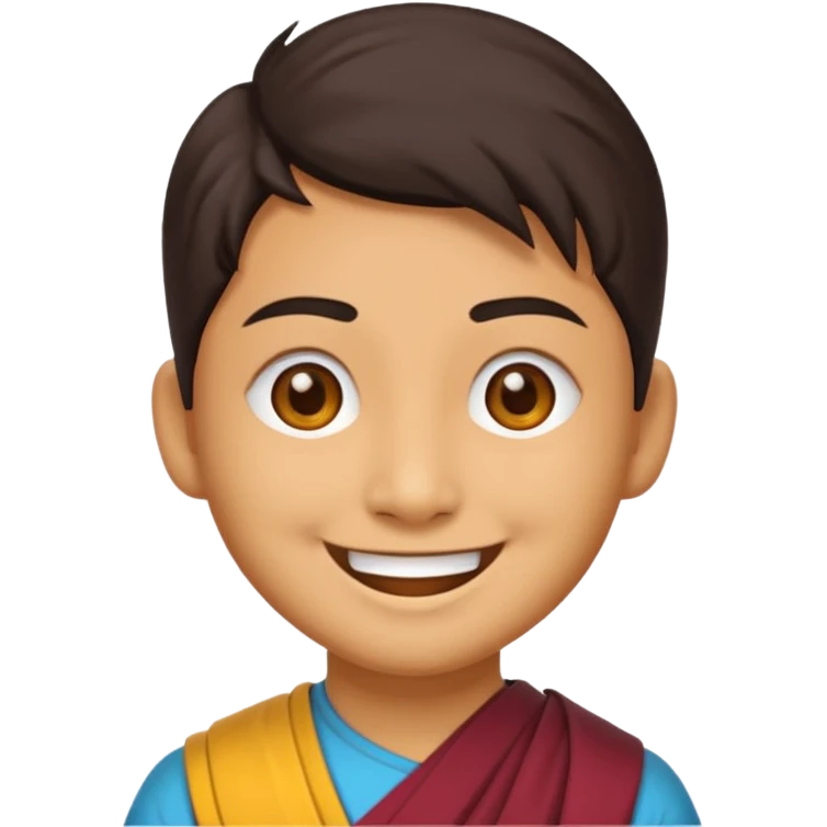 Create bhutanese emoji character wearing gho and kira emoji