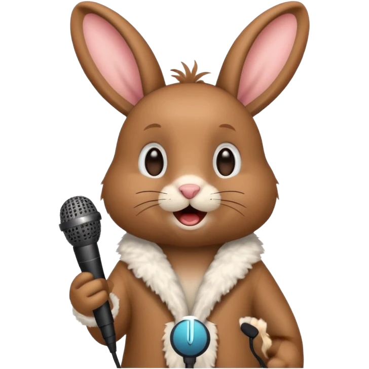 brown bunnie singing to mic emoji
