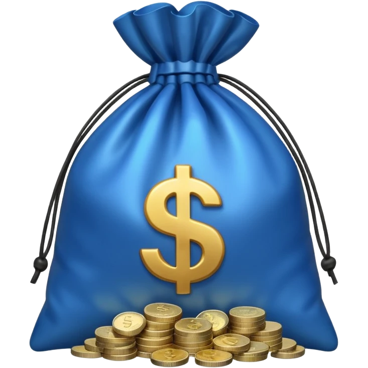 blue coins inside a money bag  emoji
