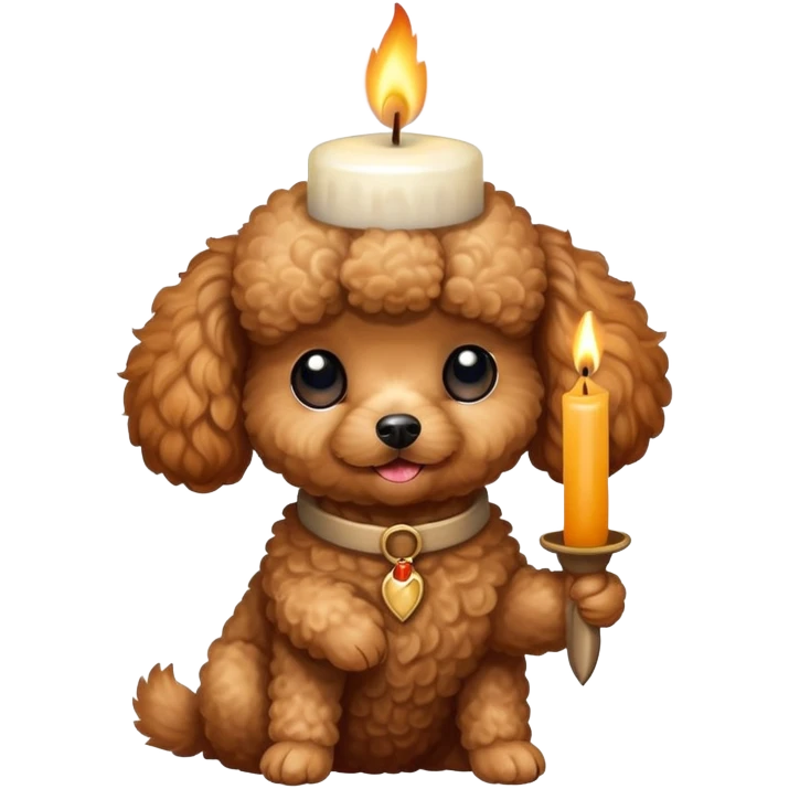 toy poodle holding a candle emoji