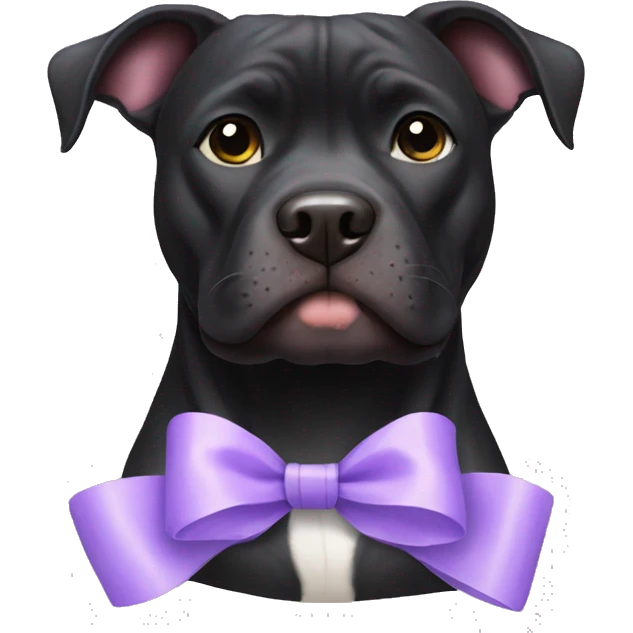 Black Pitbull with lavender bow emoji
