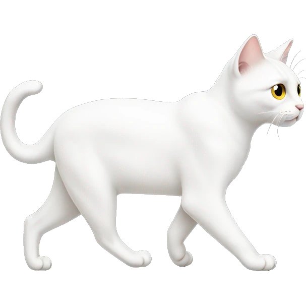 White cat walking seen from the side emoji