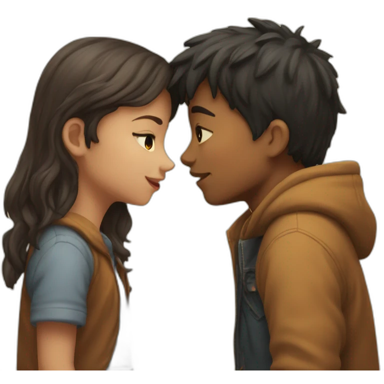 A boy and a girl kisss each other emoji